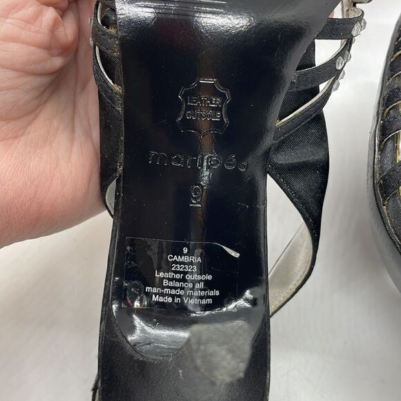 Maripe High Heel Sandals Women’s Size 9 Black with Rhinestones - Picture 7 of 9